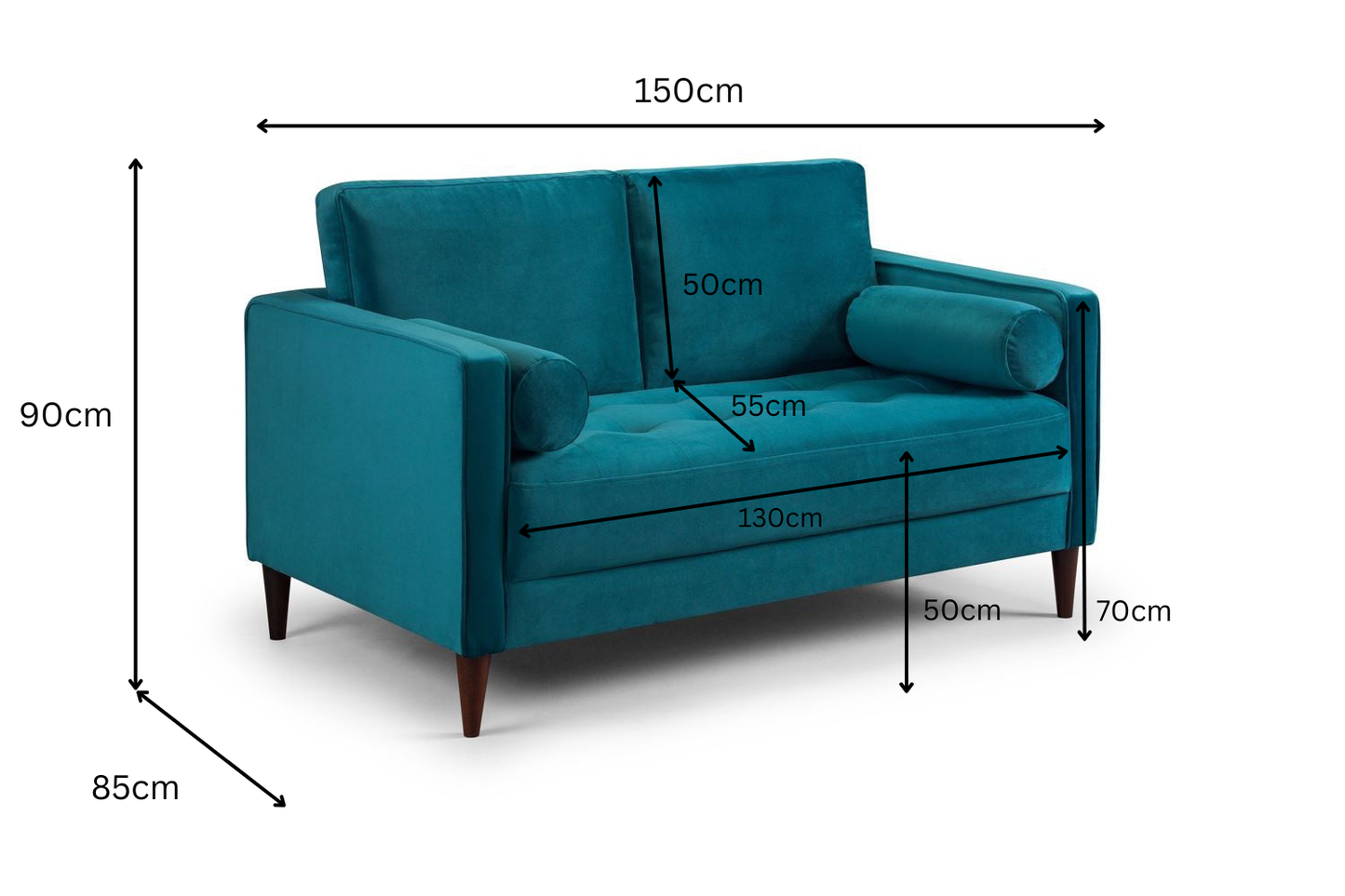 Harper 2 Seater Sofa – Teal