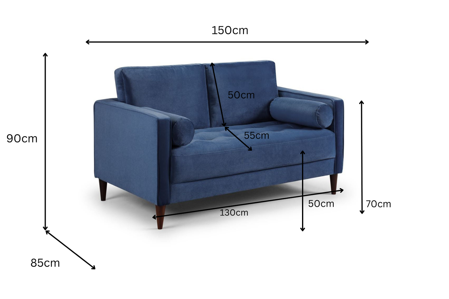 Harper 2 Seater Sofa – Blue