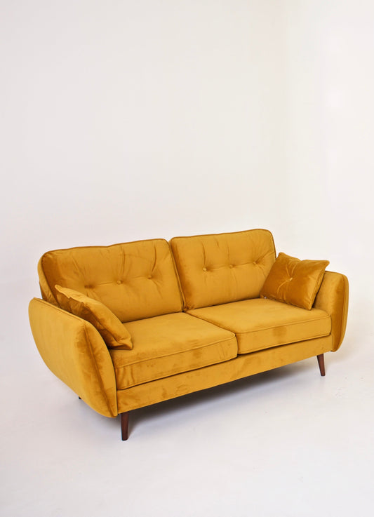 Ethan - 2 Seater in Mustard Velvet