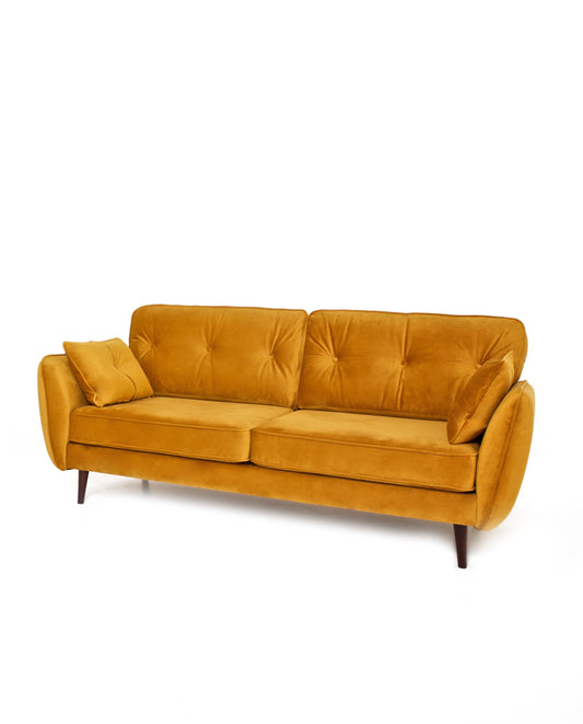 Ethan - 3 Seater in Mustard Velvet