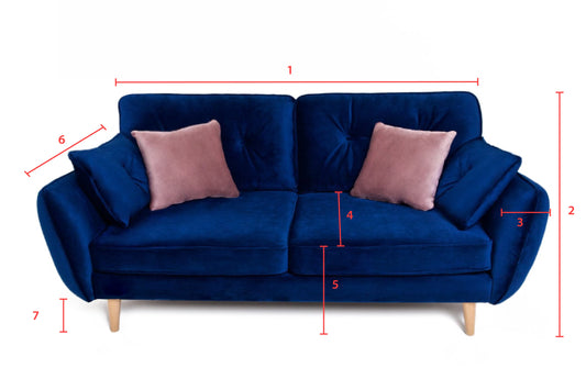 Ethan - 3 Seater in Marine Velvet