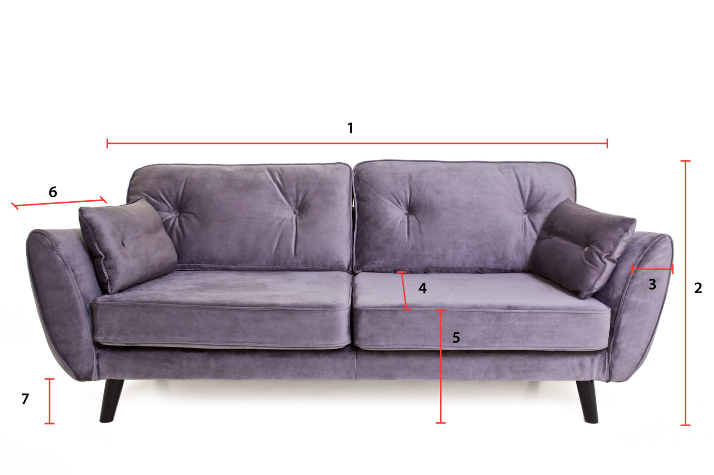 Ethan - 3 Seater in Grey Velvet