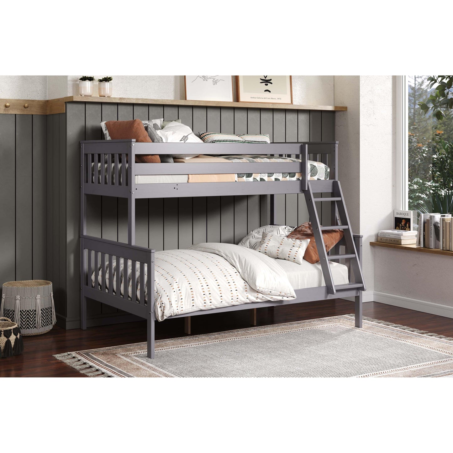 Grey Single Double Bunkbed