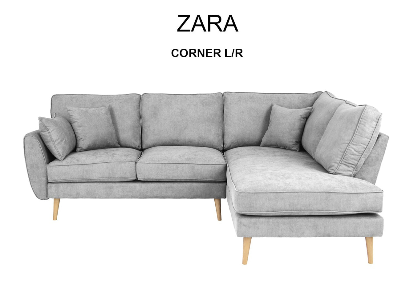 Zara Corner Sofa – Grey (Left-Facing)