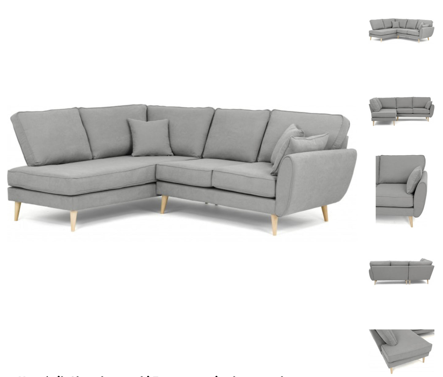 Zara Corner Sofa – Grey (Left-Facing)
