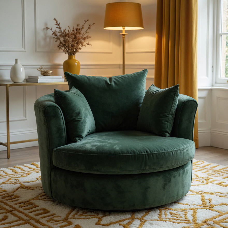 Swivel Armchair – Deep Emerald Plush