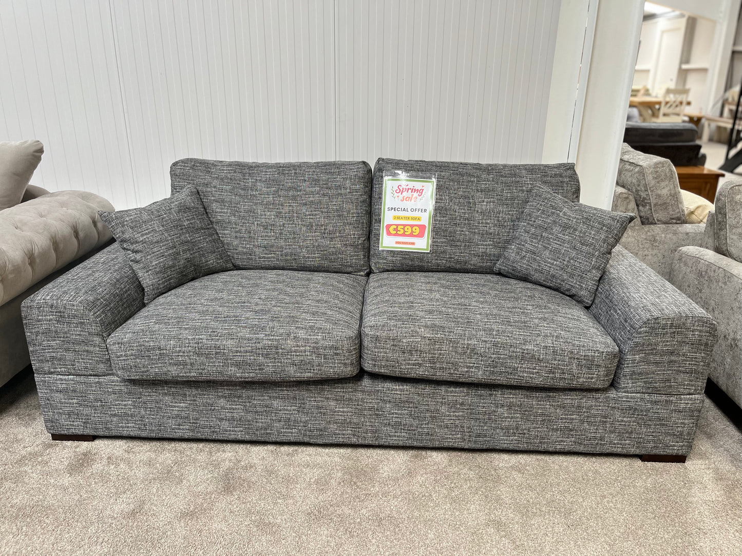 Grey 3 seater sofa