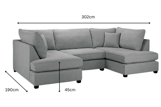 U-Shaped Grey Sofa