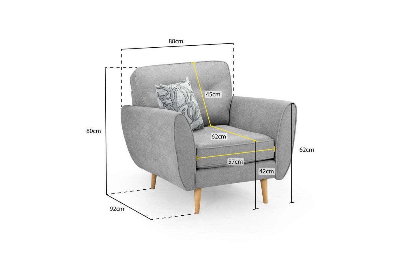 Zara 1 Seater Armchair – Grey