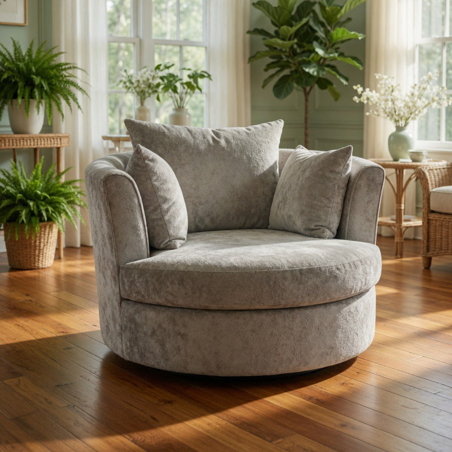 Swivel Armchair – Soft Dove Grey