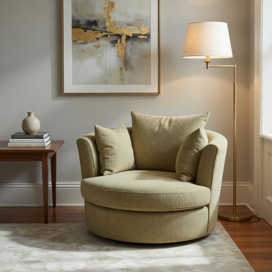 Isaac Swivel Armchair – Warm Oat Beige