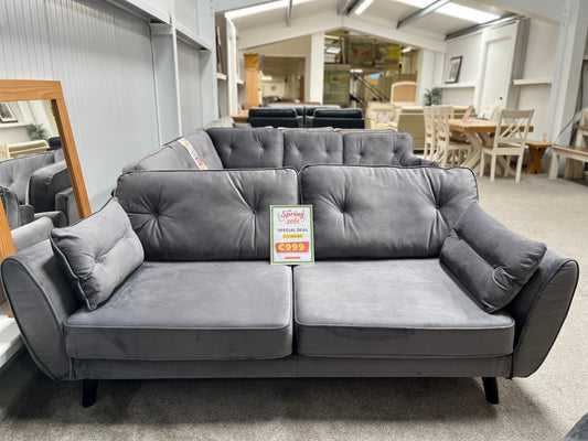 Ethan 2 seater + 3 seater in Plush Steel