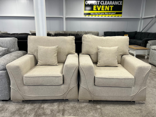 New York 3 seater + two armchairs in Cream