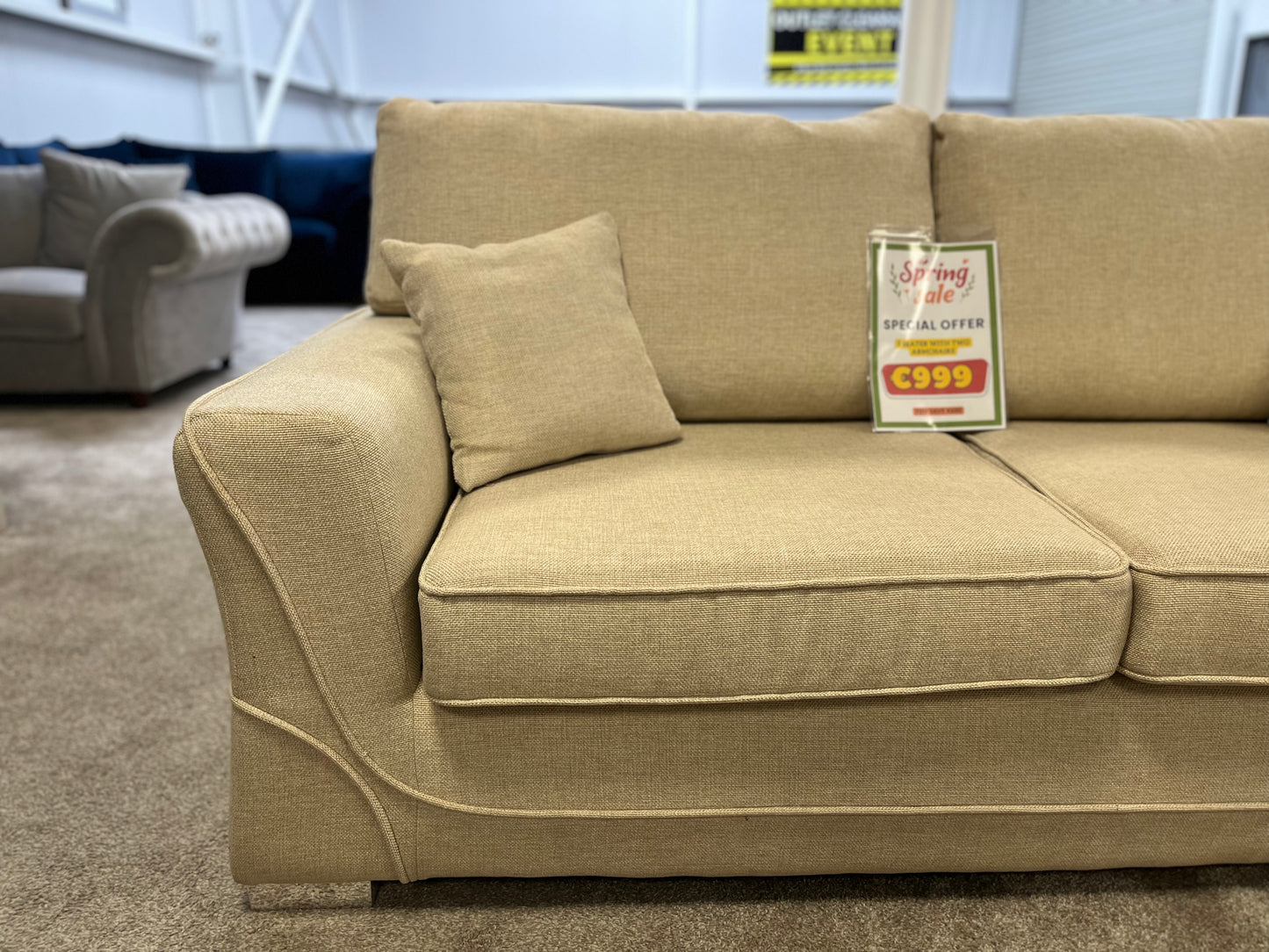 New York 3 seater + two armchairs in Cream