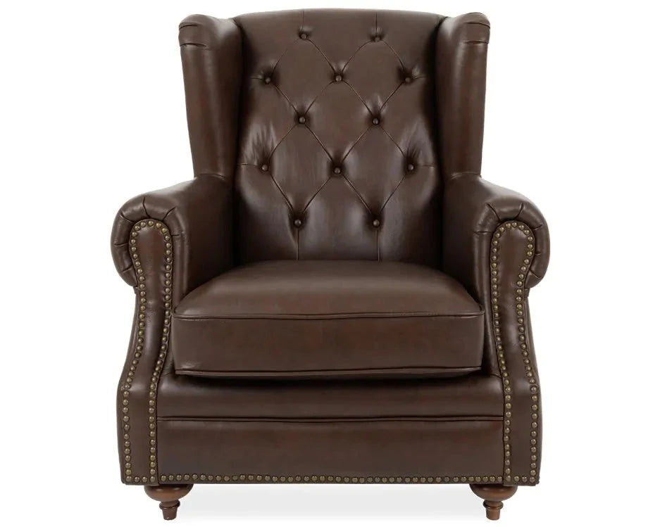 Cigar Leather Wingback Armchair