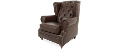 Cigar Leather Wingback Armchair