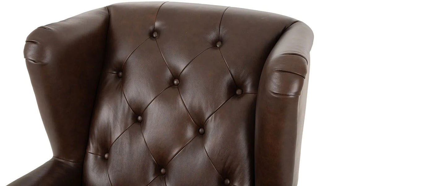 Cigar Leather Wingback Armchair